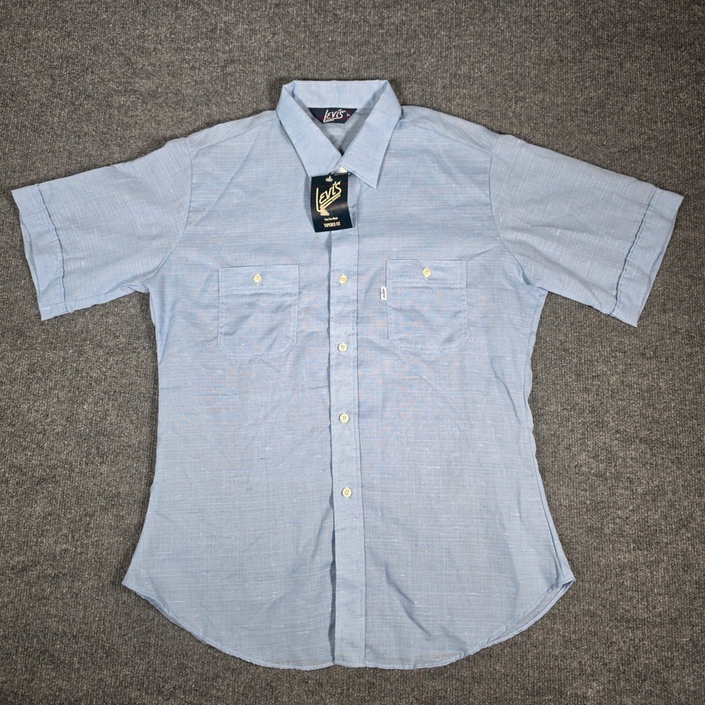 1970s Levi's White Tab Sportswear Shirt XL Made in USA Fortrel Poly Cotton NWT